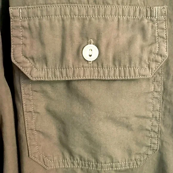 CHEMIEUX XXL NWT 100% cotton shirt. Olive w/pearl button down front, 2 pockets - Picture 6 of 8